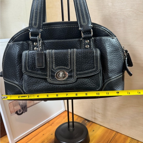 Coach Black Leather Satchel with Contrast Stitching - Picture 14 of 16